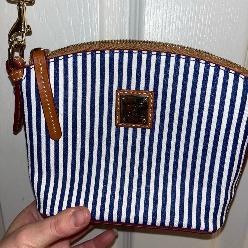 Dooney & Burke Mini Domed Seaview Blue White Striped Crossbody Bag